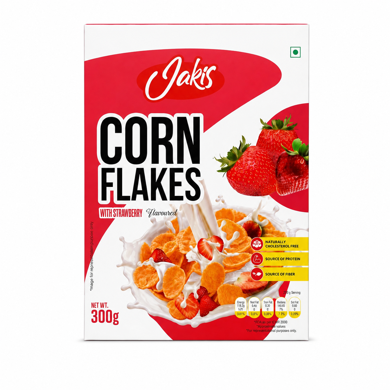 Jakis Premium Corn Flakes with Strawberry Flavour |250g